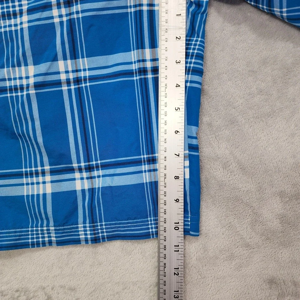 Reebok‎ Shorts Mens L Blue Plaid Bermuda Boardshort Elastic Waist Casual Skater